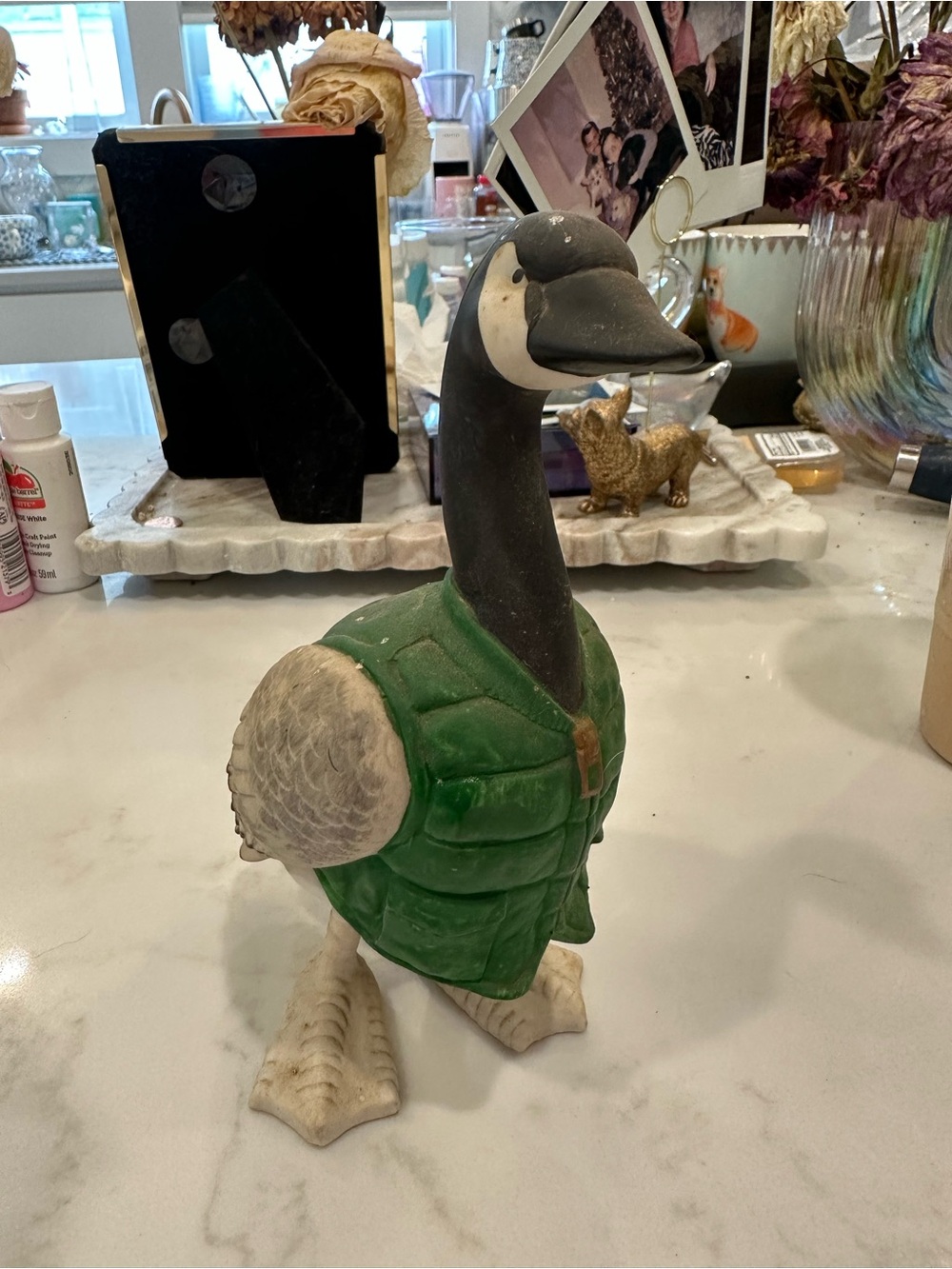 Vintage Decorative Canada Goose Figurine in Green Vest